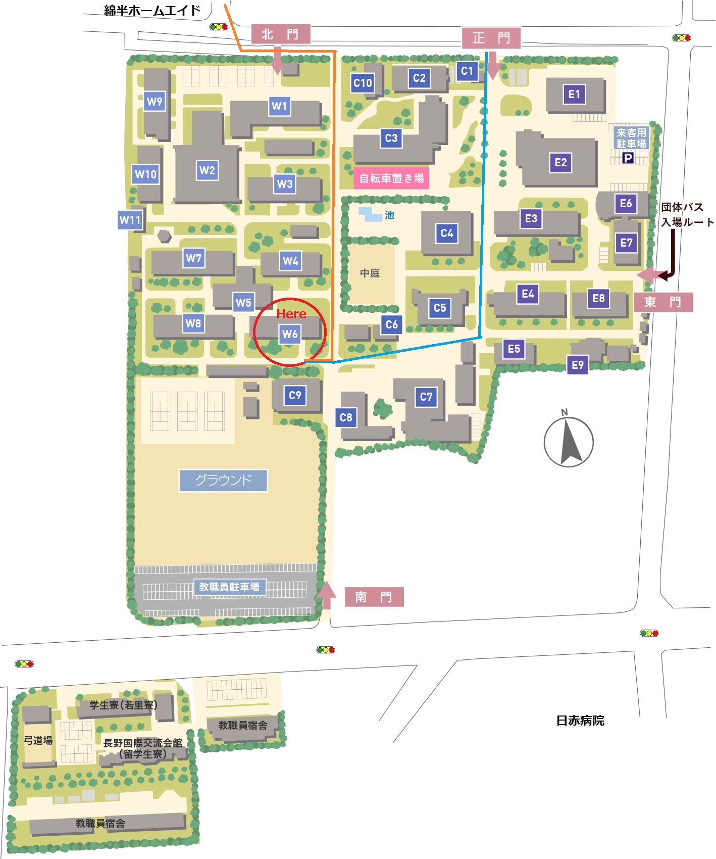 キャンパス内の地図伊東研まで