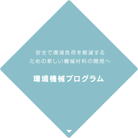 環境機械プログラム　安全で環境負荷を軽減するための新しい機械材料の開発へ