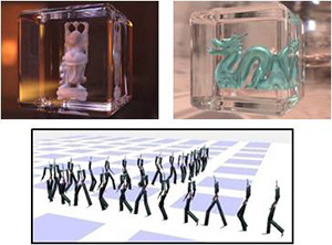 リアルなCGを高速に作成するための研究や、モーションキャプチャデータから強化学習と呼ばれる手法でアニメーションを作成する手法の研究なども行っている