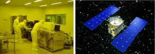 （左）基板内蔵磁気デバイスの開発（写真はUFO-Nagano1階クリーンルームにおけるフォトリソグラフィ作業の様子）
（右）航空宇宙システム研究拠点基盤技術部門長として航空機の電動化、衛星用小型電源システムの研究開発に従事