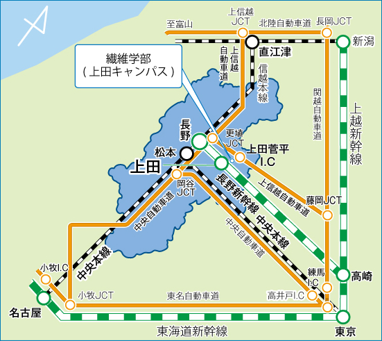 キャンパス所在地拡大マップ