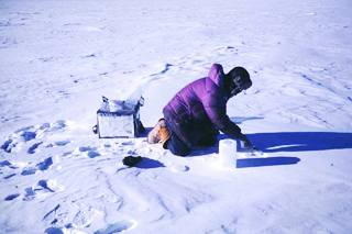 南極内陸での積雪サンプリング