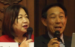 浜野京理事(左)と森川英明副学長(右)
