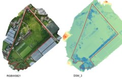 図5．演習3で用いた空撮画像とデジタル標高マップ