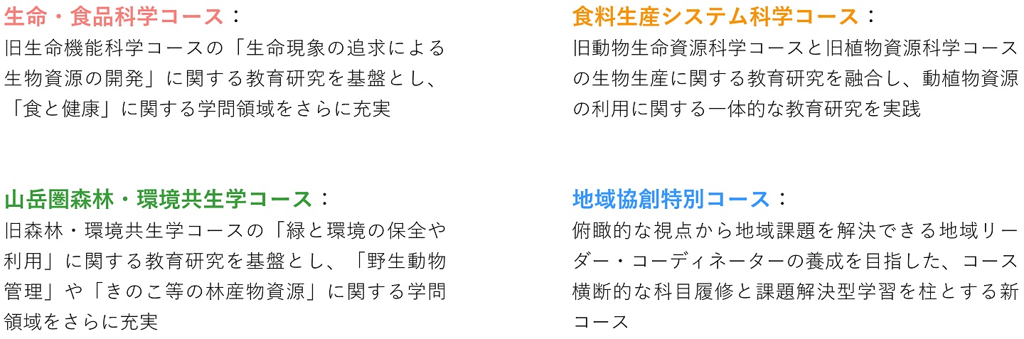 コース再編のご案内 | 学部案内 | 信州大学 農学部