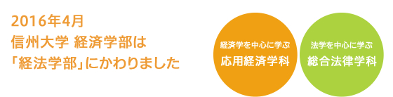 2016年4月信州大学 経済学部は「経法学部」にかわりました