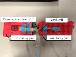 磁歪線へのひねり応力印加の実験装置
