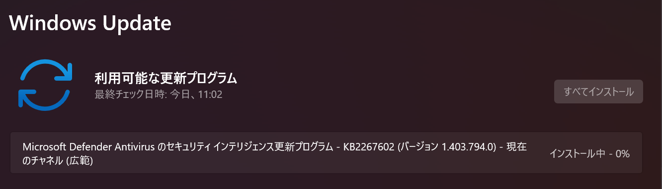 更新プログラムのインストール