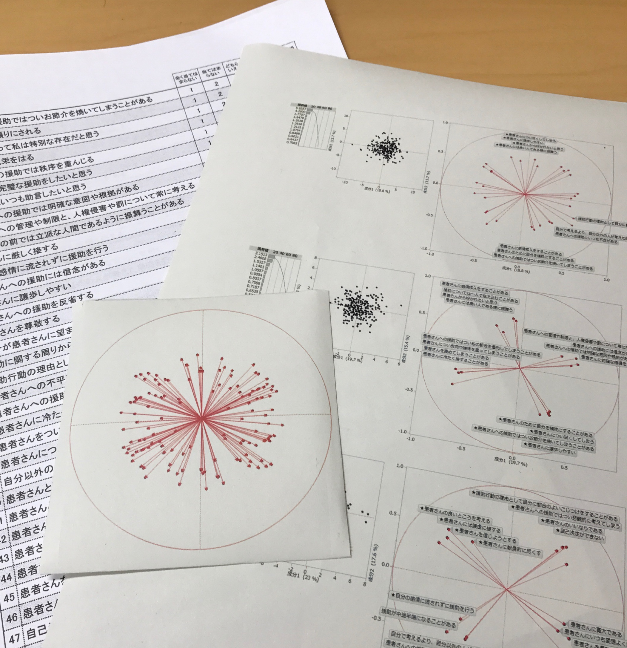 対人円環モデル(上)と
質問紙から対人円環モデルを作成している過程の一部(下).JPG