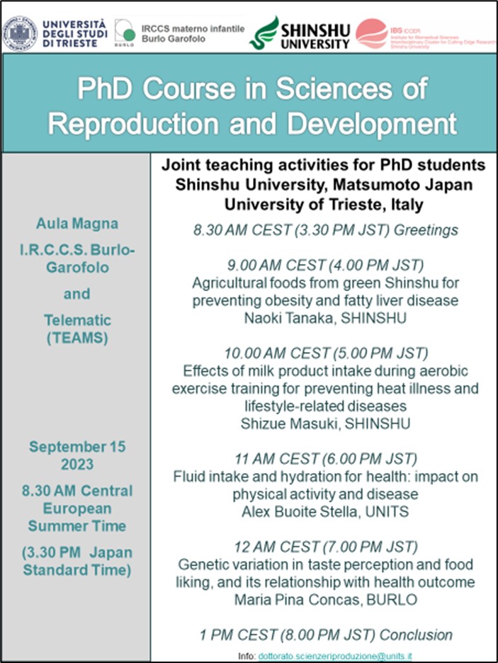 イタリア　トリエステ大学と PhD course in Sciences of Reproduction and Development 2023 を開催しました