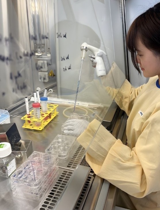 研究室で実験を行っている様子