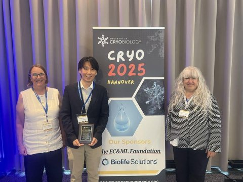 秋山佳丈教授が Society for Cryobiology（国際低温生物工学会）Arthur W. Rowe Best Paper Award を受賞