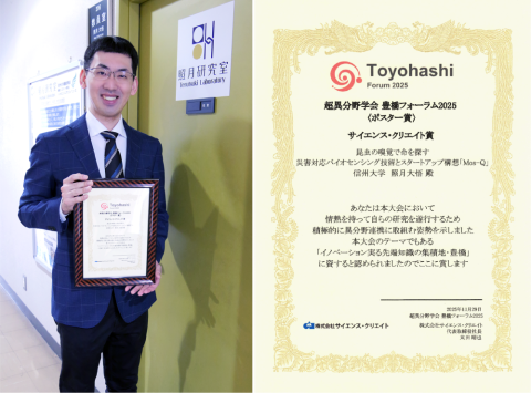 照月大悟准教授が「超異分野学会 豊橋フォーラム2025」にてサイエンス・クリエイト賞（ポスター賞）を受賞