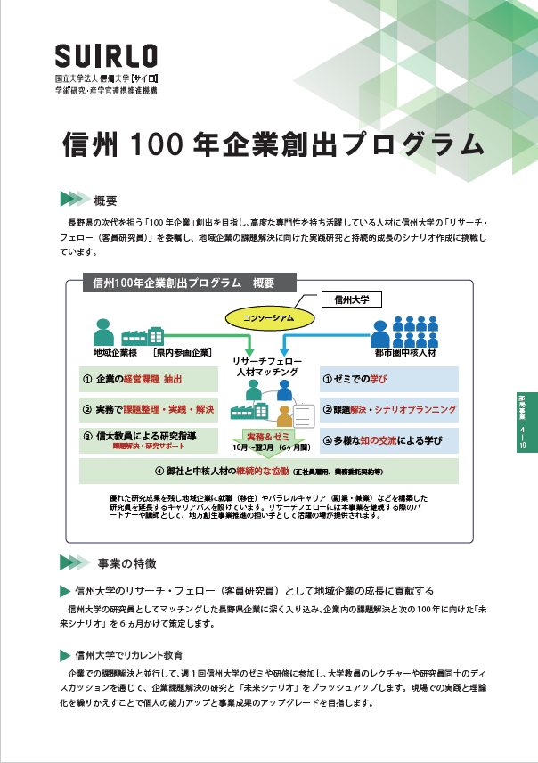 アイキャッチ画像：信州100年企業創出プログラム