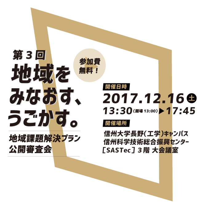 アイキャッチ画像：【開催告知】第３回「地域をみなおす、うごかす。」地域課題解決プラン公開審査会