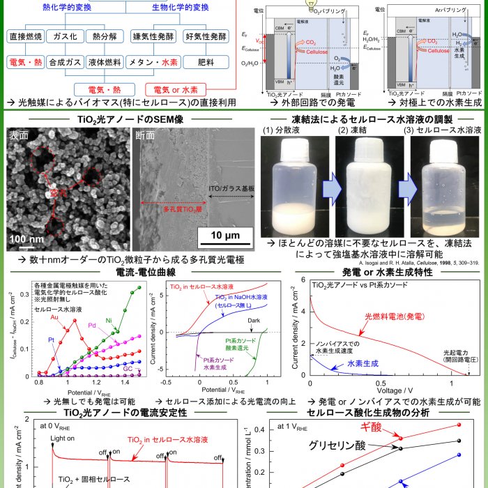セルロースからの(光)電気化学的な発電・水素生成イメージ1