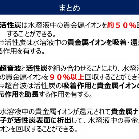 超音波と活性炭を組み合わせた水中溶存貴金属イオンの回収イメージ7