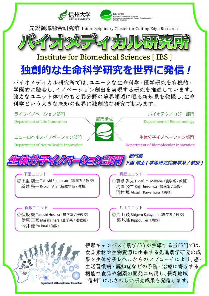 バイオメディカル研究所・生体分子イノベーション部門の紹介